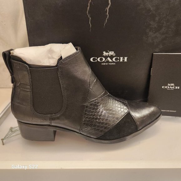 COACH Suffolk Patchwork Boots. NIB. Size 7. Black - Picture 1 of 13